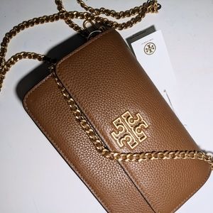Brand new. Tory Burch Britten Convertible Crossbody Bag - O/S Moose/ 909